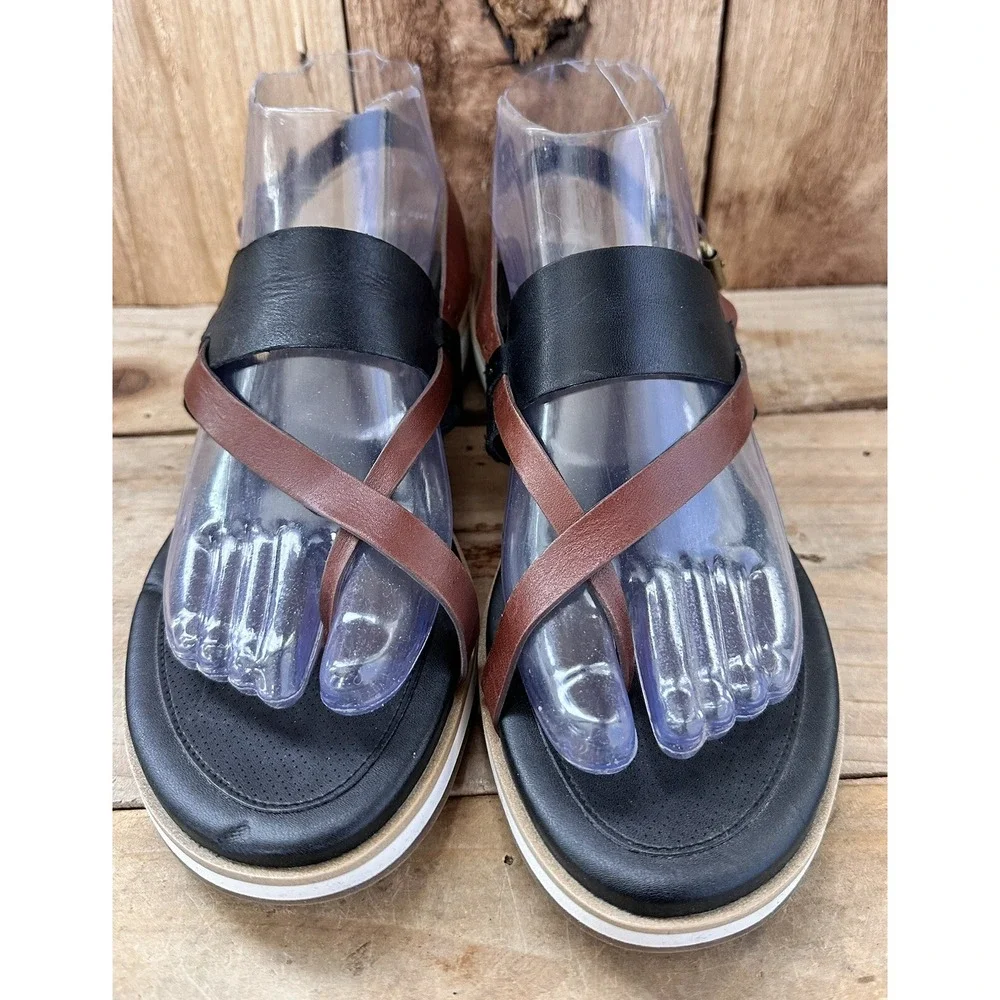Cole Haan Peyton Flatform Sandals Black Brown Capsule Comfort Sz 7.5 B Women's